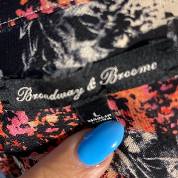 MADEWELL Broadway Broome floral striped 100% SILK 1/2 way button front blouse L - Picture 8 of 11